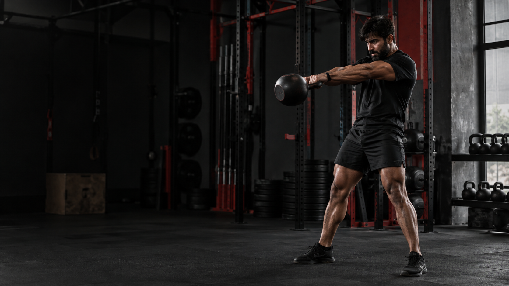Athlete doing a kettlebell swing